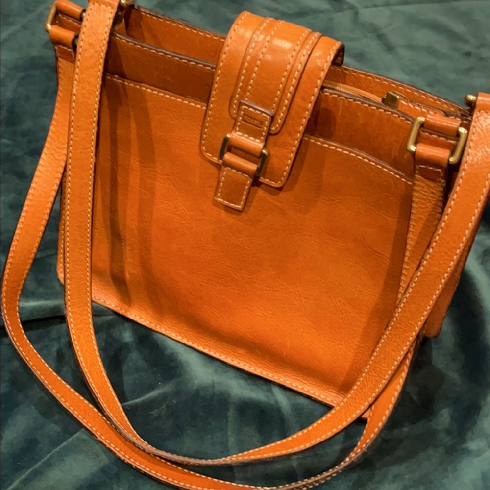 Fossil leather tote bag